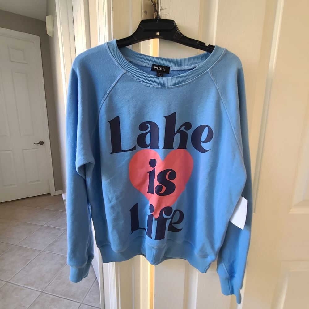 Wildfox Blue 'Lake is Life' Graphic Sweatshirt